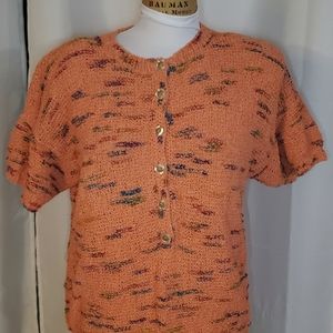 VINTAGE HANDMADE Orange Knit 90s Granny Sweater